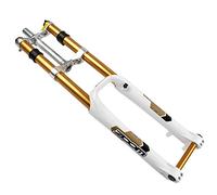 WIQUYBML Horquilla de suspensión de 26 Pulgadas, Horquilla Delantera MTB de Doble Hombro DH con Frenos de Disco para Bicicleta de montaña, Descenso Am, Eje cilíndrico (Color: Blanco, tamaño