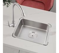 WIQUYBML Lavabo de Acero Inoxidable, Fregadero Rectangular Multiusos con grifos de Agua fría, Ideal para caravanas, comedores, Bares y Salones de té.