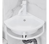 WIQUYBML Lavabo de baño de diseño Moderno, Fregadero de Esquina de Pared Blanco, Fregadero de Cocina de Acero Inoxidable, Mini Lavabo Triangular semicircular con Grifo.