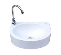WIQUYBML Lavabo Moderno Blanco de Pared, Lavabo Colgante para lavarse Las Manos, Ideal para Camping, Barcos, Casas de Alquiler, bodegas y baños de caravanas.