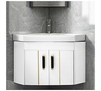 WIQUYBML Lavabo pequeño de cerámica portátil para baño, Lavabo de encimera, Lavabo de Pared Blanco Brillante.