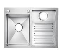 WIQUYBML Lavabos para Cuarto de lavandería/Servicio, Acero Inoxidable Sus 304, para baño, lavandería, Piscina, balcón, hogar, con Tabla de Lavar, fácil de Limpiar, Doble (Color: Plata-derec