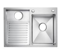 WIQUYBML Lavabos para Cuarto de lavandería/Servicio, Acero Inoxidable Sus 304, para baño, lavandería, Piscina, balcón, hogar, con Tabla de Lavar, fácil de Limpiar, Doble (Color: Plata-Izqui