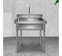 WIQUYBML Lavadero Multiusos de Acero Inoxidable con Grifo para Cuarto de Lavado, sótano, Garaje o Taller, lavadero Independiente con desagüe.