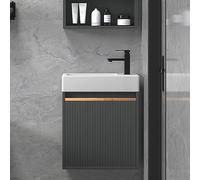 WIQUYBML Modern Wall-Mounted Ceramic Bathroom Sink, White Vessel Vanity Basin, Small Sink Combo for Bathrooms, Stylish Gray Finish, Space-Saving Design, Ideal Spaces