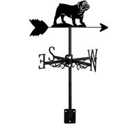 WIQUYBML Veleta de Hierro con Forma de Perro, Adorno de Animales, Veleta Retro con Escena de Granja, indicador de dirección meteorológica para Patio y jardín - Bulldog