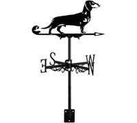WIQUYBML Veleta de Hierro con Forma de Perro, Adorno de Animales, Veleta Retro con Escena de Granja, indicador de dirección meteorológica para Patio y jardín (Dachshund).