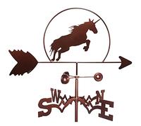 WIQUYBML Veleta de Hierro Vintage, Veleta de Metal para Techo, estaca, Herramientas de medición, Siluetas de jardín, Accesorio de decoración para el Viento - Unicornio