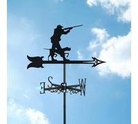 WIQUYBML Veleta de Metal Negro con Forma de Perro Cazador, Adorno meteorológico para jardín, Indicadores de dirección con Soporte para Techo, Ideal para la decoración de cobertizos - Huntsm