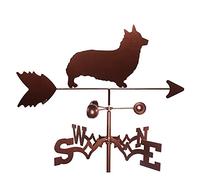 WIQUYBML Veleta Decorativa para jardín y Patio, Veleta Retro de Acero Inoxidable con Forma de Perro y Escena de Granja, indicador de dirección, Suministros para Manualidades, Corgi