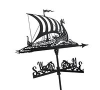 WIQUYBML Veleta metálica con Forma de Barco Pirata Vikingo, indicador de dirección del Viento para decoración de Exteriores, Jardines, tejados y prados (Estilo 1)