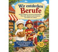 Wir entdecken Berufe: Alltags-Malbuch mit kurzen Vorlesetexten, Feuerwehr, Bäckerei und Arztpraxis, für Kinder ab 3 Jahren