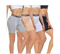 wirarpa Boxer Mujer Modal Bragas Pantalónes Cortos Boxers Anti Rozaduras Culotte Shorts con Entrepierna Pack de 4 Negro Beige Gris Blanco Tamaño XXL