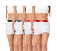 wirarpa Boxer Mujer Pantalon Antirozaduras Algodon Bragas Culotte Shorts 3'' Inseam Pack de 4 Blanco Talla S