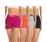 wirarpa Boxer Mujer Pantalon Antirozaduras Algodon Bragas Culotte Shorts 3'' Inseam Pack de 4 Negro/Gris/Naranja/Rojo Talla XL