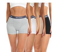 wirarpa Boxer Mujer Pantalon Antirozaduras Algodon Bragas Culotte Shorts 3'' Inseam Pack de 4 Negro Gris Beige Blanco Talla S