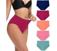 wirarpa Bragas Mujer Algodón Braguitas de Cintura Media Alta Ropa Interior Cómodas y Suaves Pack de 5 Multicolor Talla L