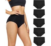 wirarpa Bragas Mujer Algodón de Cintura Alta 5 Pack Negro Talla L