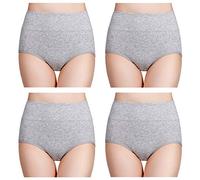 wirarpa Bragas Mujer Algodón de Cintura Alta Ropa Interior Pack de 4 Gris Talla XXXXL