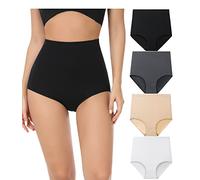 wirarpa Bragas Mujer Algodón Elásticas Culotte Súper Cintura Alta Braguitas Cómodas Cobertura Completa Pack de 4 Multicolor Talla 7XL