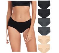 wirarpa Bragas Mujer Algodón Elástico Braguitas Cintura Media Ropa Interior Suaves y Cómodas Pack de 6 Negro Gris Beige Talla XL