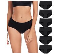 wirarpa Bragas Mujer Algodón Elástico Braguitas Cintura Media Ropa Interior Suaves y Cómodas Pack de 6 Negro Talla M
