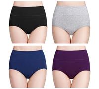 wirarpa Bragas Mujer Algodón Talle Alto 4 Pack Multicolor Tallas Grandes XXL