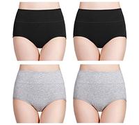 wirarpa Bragas Mujer Algodón Talle Alto 4 Pack Negro Gris Talla XS