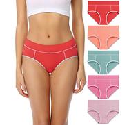wirarpa Bragas Mujer Cintura Midi Algodón Braguitas Multicolore 5 Pack Talla L