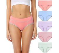wirarpa Bragas Mujer Cintura Midi Algodón Braguitas Multicolore 5 Pack Talla L