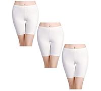wirarpa Bragas Mujer Leggings Cortos Boxer Algodon Shorts Pantalones Deportivas para Running, Yoga y Ejercicio Pack de 3 Blanco Tamaño 54 56