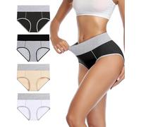 wirarpa Bragas Mujer Slip Cintura Alta Algodón Braguitas 4 Pack Tamaño M