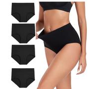 wirarpa Bragas Mujer Slip Cintura Alta Algodón Braguitas 4 Pack Tamaño XS