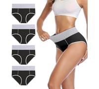 wirarpa Bragas Mujer Slip Cintura Alta Algodón Braguitas 4 Pack Tamaño XXXXXL