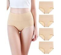 wirarpa Bragas Mujer Talle Alto Culotte Modal Suave Braguitas Tallas Grandes Pack de 4 Beige Talla M