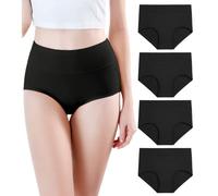 wirarpa Bragas Mujer Talle Alto Culotte Modal Suave Braguitas Tallas Grandes Pack de 4 Negro Talla 3XL