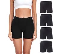 wirarpa Bragas Pantalónes Cortos Boxer Mujer Modal Culotte Shorts Debajo la Falda 4 Pack Negro Talla S