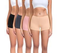 wirarpa Bragas Pantalónes Cortos Mujer Culotte Shorts Braguitas Boxer Algodon con Entrepierna Algodón Pack de 4 Negro Gris Oscuro Rosa Oscuro Beige Talla S