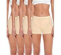 wirarpa Bragas Pantalónes Cortos Mujer Culotte Shorts Braguitas Boxer Algodon con Entrepierna Algodón Pack de 4 Beige Talla XL