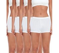 wirarpa Bragas Pantalónes Cortos Mujer Culotte Shorts Braguitas Boxer Algodon con Entrepierna Algodón Pack de 4 Blanco Talla XL