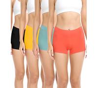 wirarpa Bragas Pantalónes Cortos Mujer Culotte Shorts Braguitas Boxer Algodon con Entrepierna Algodón Pack de 4 Negro/Verde/Naranja/Amarillo Talla M