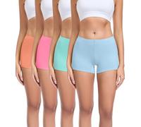 wirarpa Bragas Pantalónes Cortos Mujer Culotte Shorts Braguitas Boxer Algodon con Entrepierna Algodón Pack de 4 Naranja Rojo Menta Verde Azul Claro Talla XL