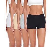 wirarpa Bragas Pantalónes Cortos Mujer Culotte Shorts Braguitas Boxer Algodon con Entrepierna Algodón Pack de 4 Negro/Gris/Blanco/Beige Talla L