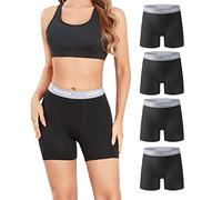wirarpa Bragas Pantalones Mujer Leggings Cortos Boxer Algodon Antirozaduras Shorts Mallas Cortas 5,5” Inseam Pack de 4 Negro Talla XXXL