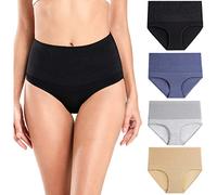 wirarpa Bragas Talle Alto Algodón para Mujer Cómodo elástico Braga Pantalones de Mujer Pack de 4 Multicolor06 Tamaño L