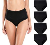 wirarpa Bragas Talle Alto Algodón para Mujer Cómodo elástico Braga Pantalones de Mujer Pack de 4 Negro Tamaño XXXL