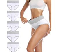 wirarpa Bragas Talle Alto Algodón para Mujer Culotte Braguita de Cintura Alta Cómodo 5 Pack Blanco Tamaño L