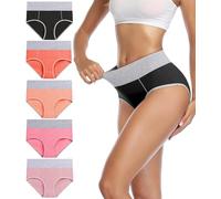 wirarpa Bragas Talle Alto Algodón para Mujer Culotte Braguita de Cintura Alta Cómodo 5 Pack Multicolor Tamaño XS