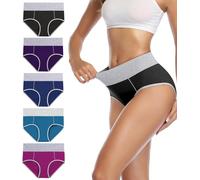 wirarpa Bragas Talle Alto Algodón para Mujer Culotte Braguita de Cintura Alta Cómodo 5 Pack Multicolor Tamaño XXL