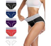 wirarpa Bragas Talle Alto Algodón para Mujer Culotte Braguita de Cintura Alta Cómodo 5 Pack, Multicolor Tamaño XXXXL